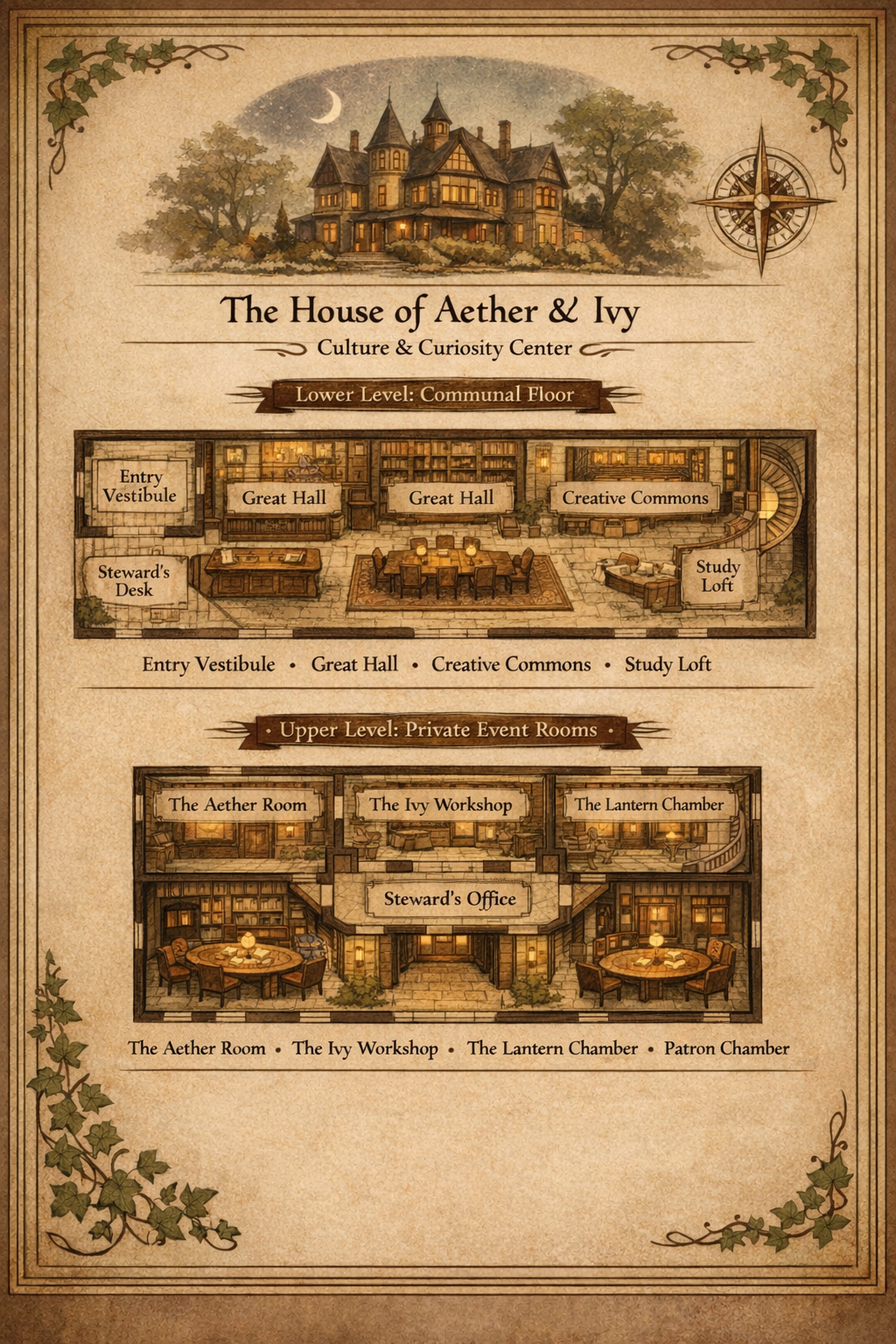 The House of Aether & Ivy Converted Manor Floor Layout